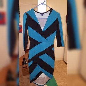 Striped Fitted Bodycon High Low Dress